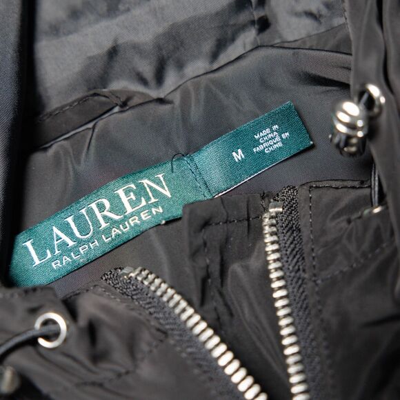 Ralph Lauren Black Silver Windbreaker Light Jacket Hoodie Womens Size M - Picture 4 of 15